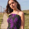 Vestido Gadea Verde Palmeras Moradas - The Nook Store