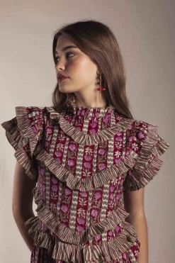 Vestido Lomba Rojo Flores Rosas - The Nook Store