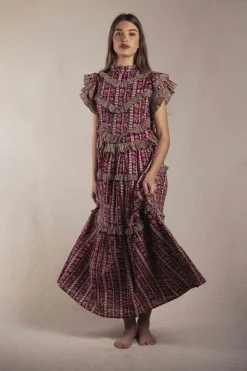 Vestido Lomba Rojo Flores Rosas - The Nook Store
