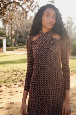 Vestido Mónica Glitter Teja - The Nook Store