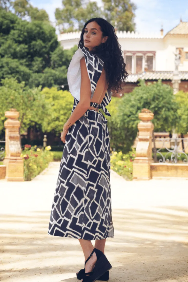 Vestido Shamay Blanco y Azul - The Nook Store