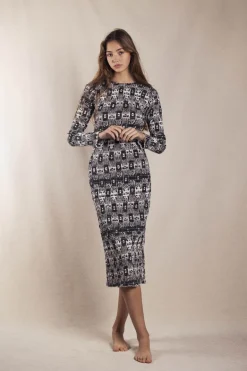 Vestido Smocking Ikat Negro - The Nook Store