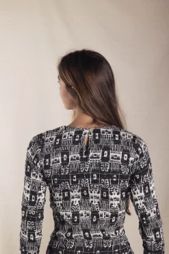 Vestido Smocking Ikat Negro - The Nook Store