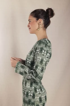 Vestido Smocking Ikat Verde - The Nook Store