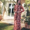 Vestido Teressa Naranja y Burdeos - The Nook Store