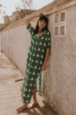 Vestido Triangle Verde Abotonado - The Nook Store